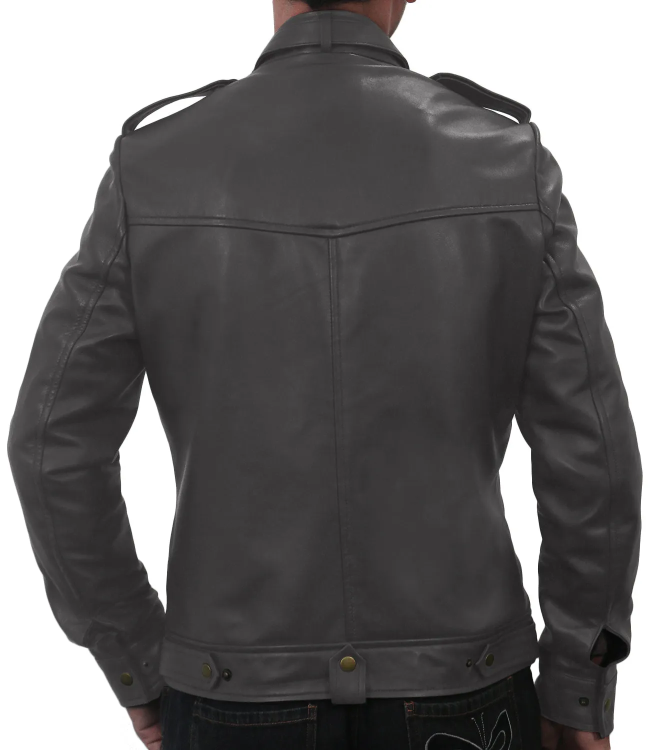 Leather Jackets Hub Mens Genuine Lambskin Leather Jacket (Black, Officer Jacket) - 1501075