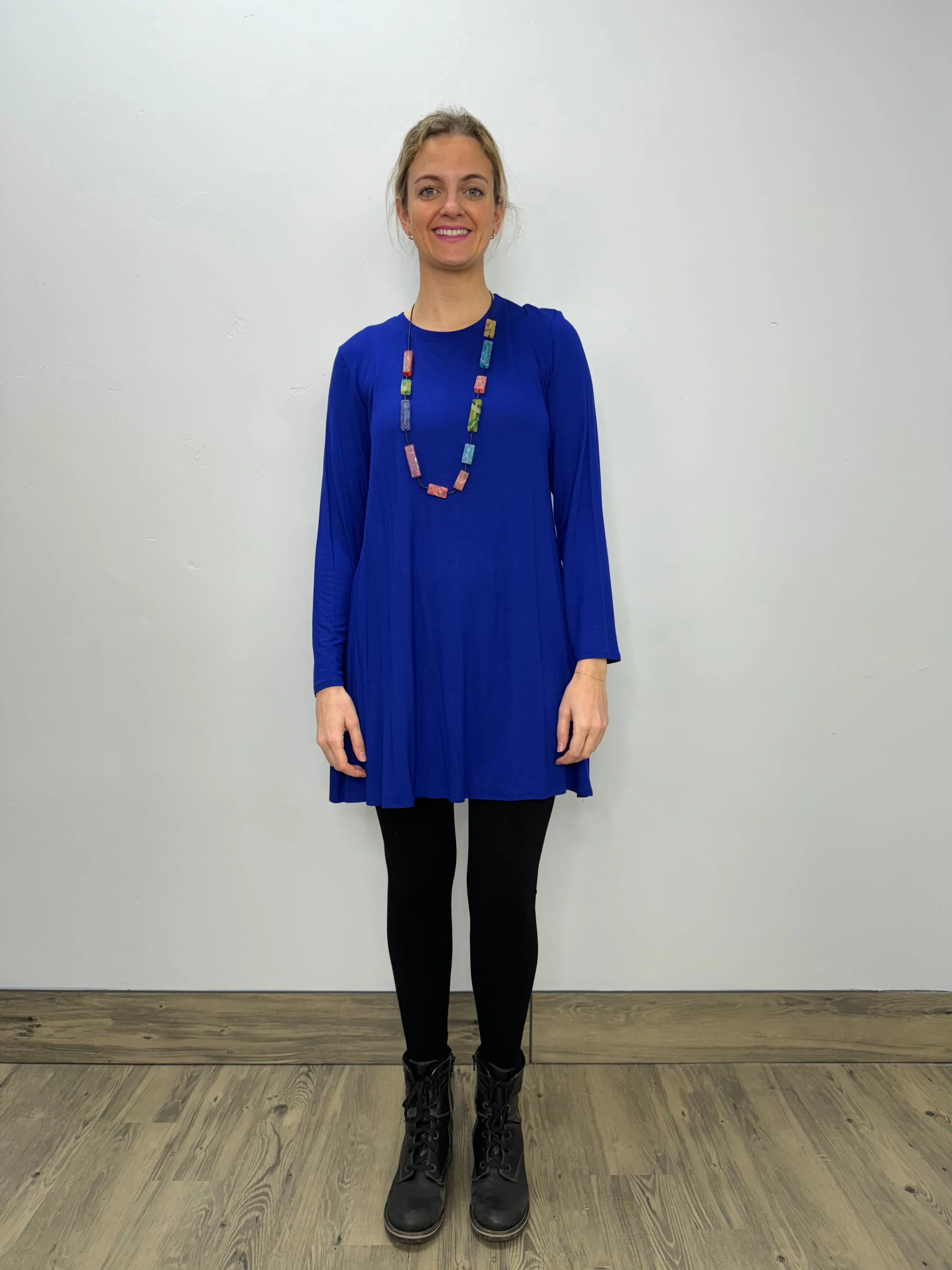Long Sleeve Basic A-Line Tunic - Royal
