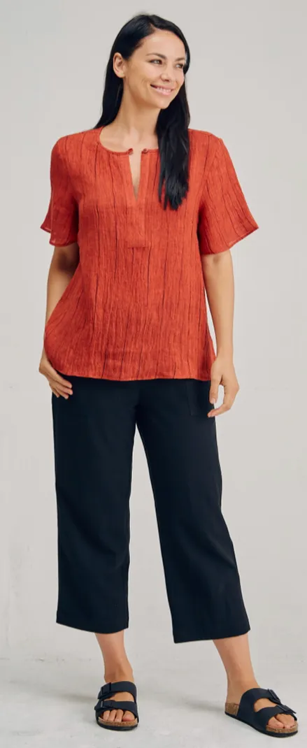 LST2166 Ladies 100% Hemp Wrinkle Fabric Blouse