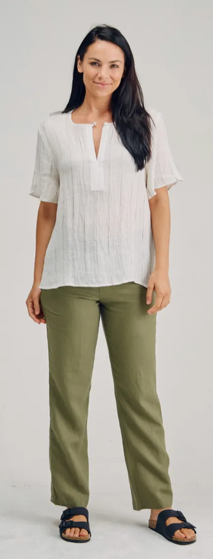 LST2166 Ladies 100% Hemp Wrinkle Fabric Blouse