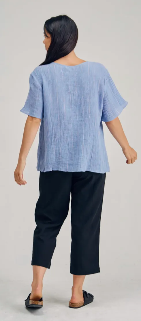 LST2166 Ladies 100% Hemp Wrinkle Fabric Blouse
