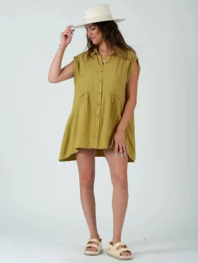 Lucca Couture GABRIELA Button Down Tunic Top in Avo