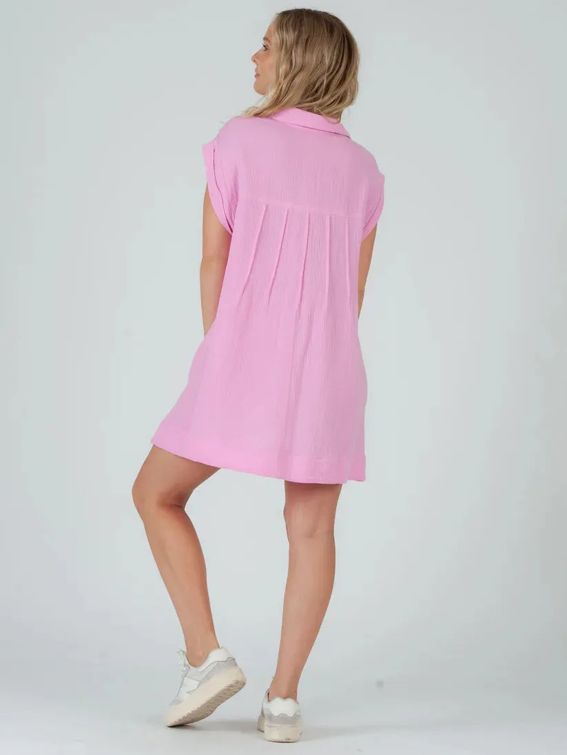 Lucca Couture GABRIELA Button Down Tunic Top in Pink