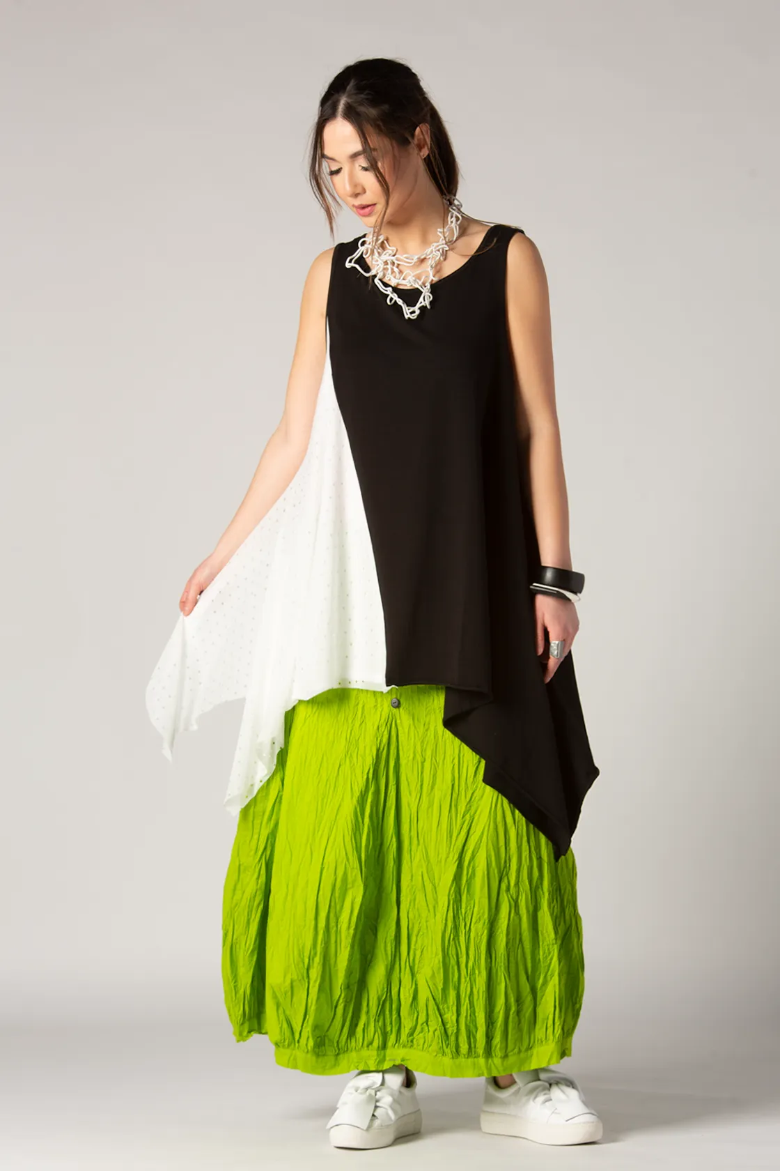 LUUKAA Lucia Tunic in Black with White Mesh
