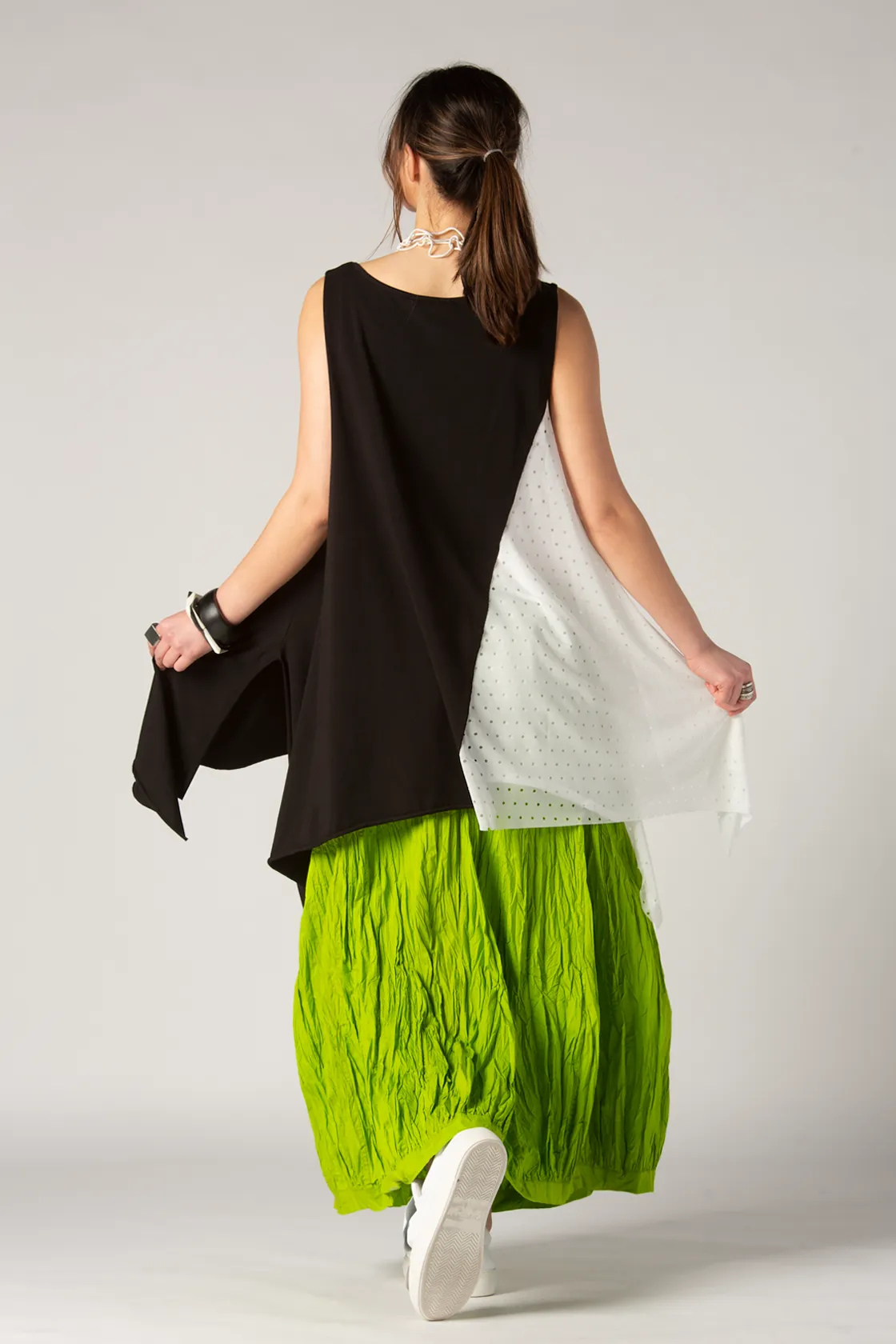 LUUKAA Lucia Tunic in Black with White Mesh