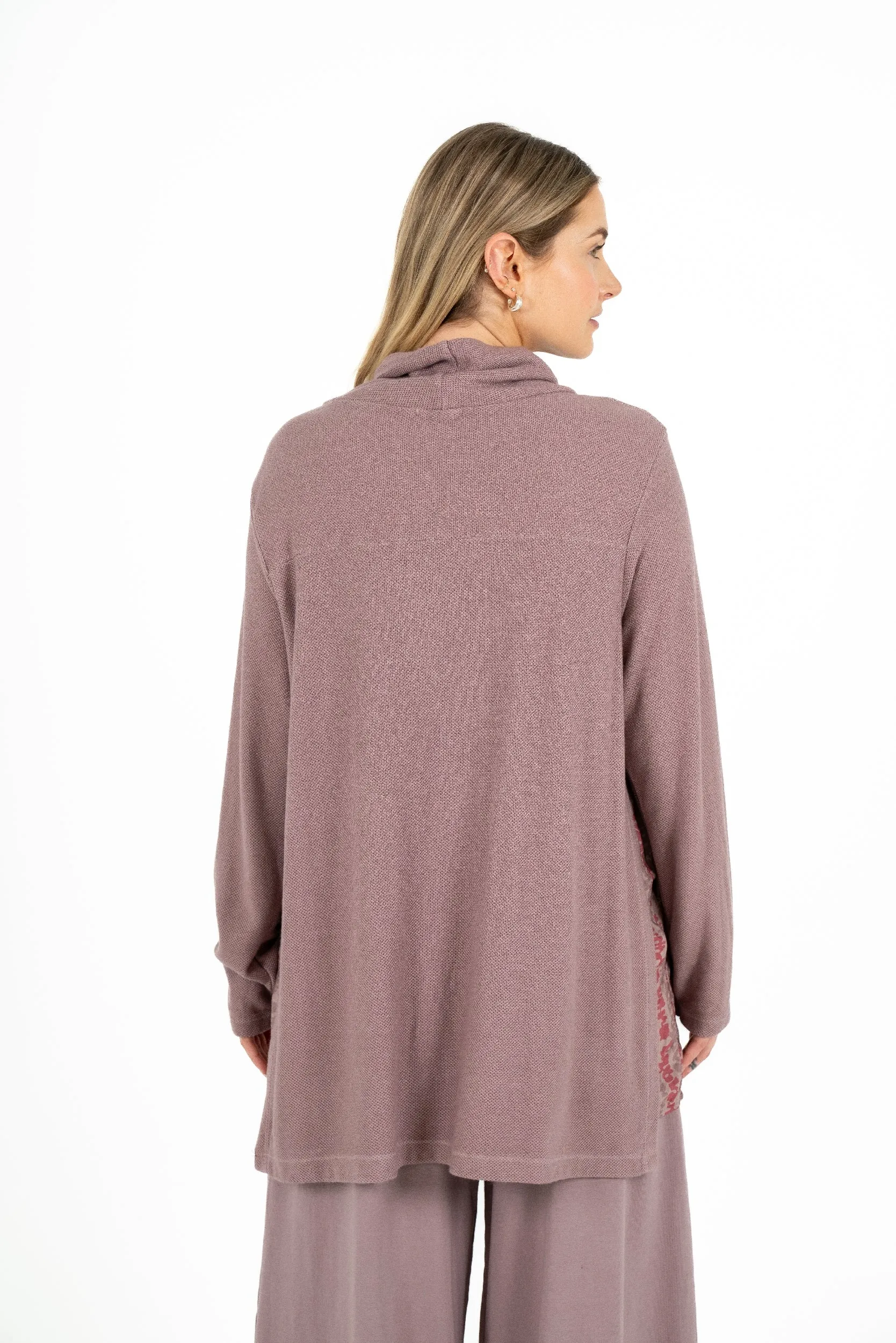 M Made in Italy – Cowl-Neck Long Sleeve Tunic With Flap Panels