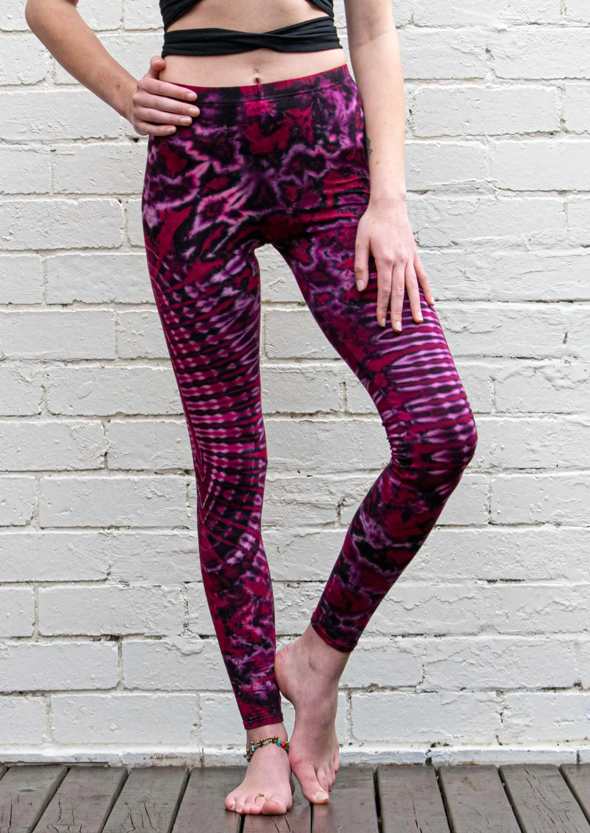 Magenta Pink Mandala Tie Dye Leggings