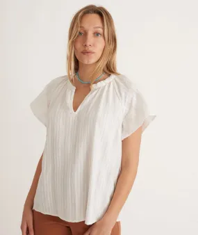 Marine Layer Lana Textured Blouse Top