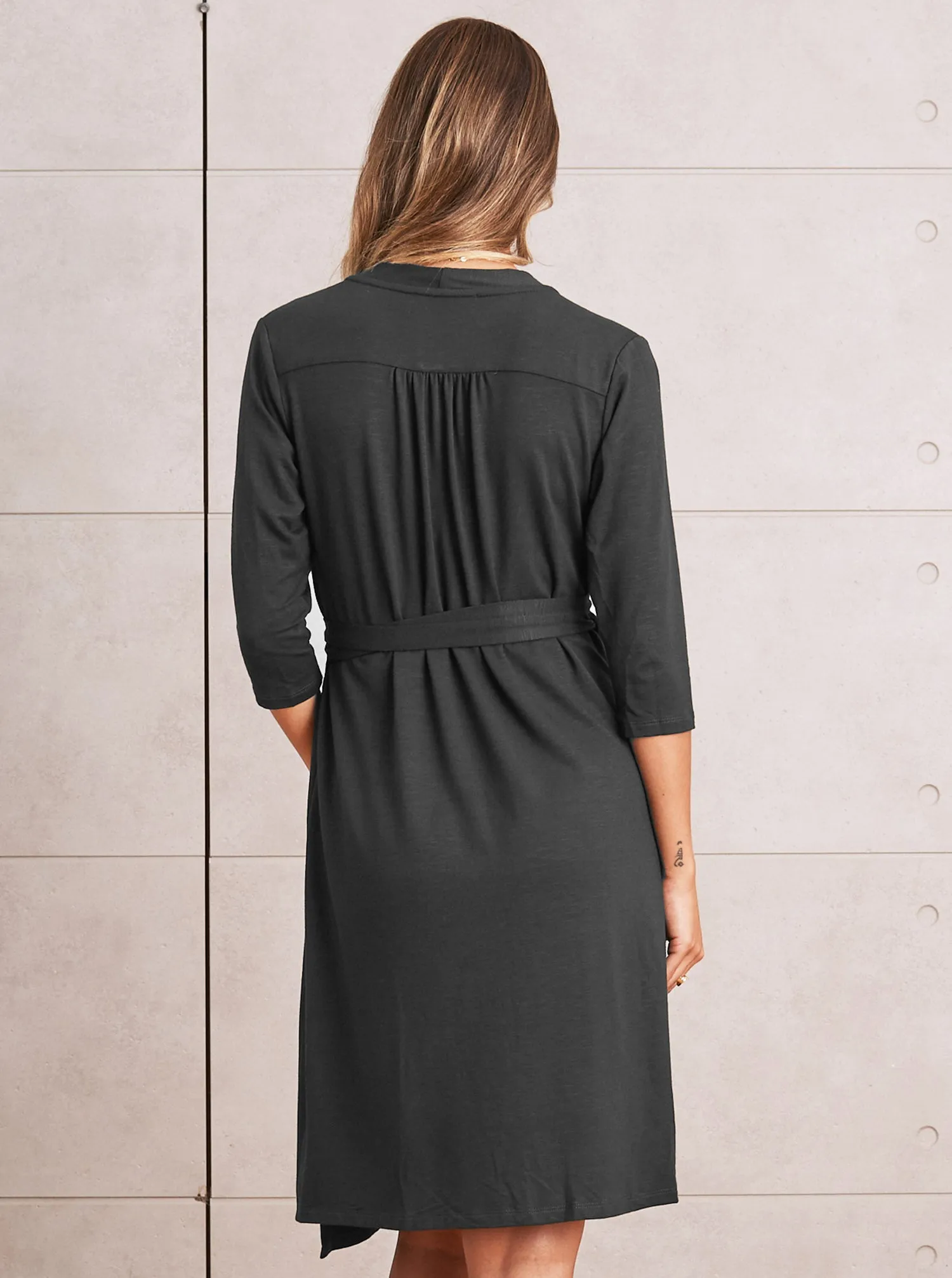 Maternity Classic Wrap Feeding Dress in Black