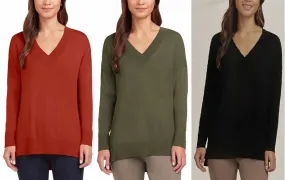Matty M Ladies' V-Neck Sweater Lightweight Tunic Length