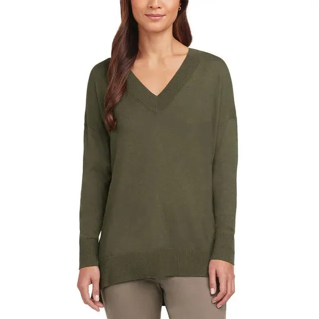 Matty M Ladies' V-Neck Sweater Lightweight Tunic Length
