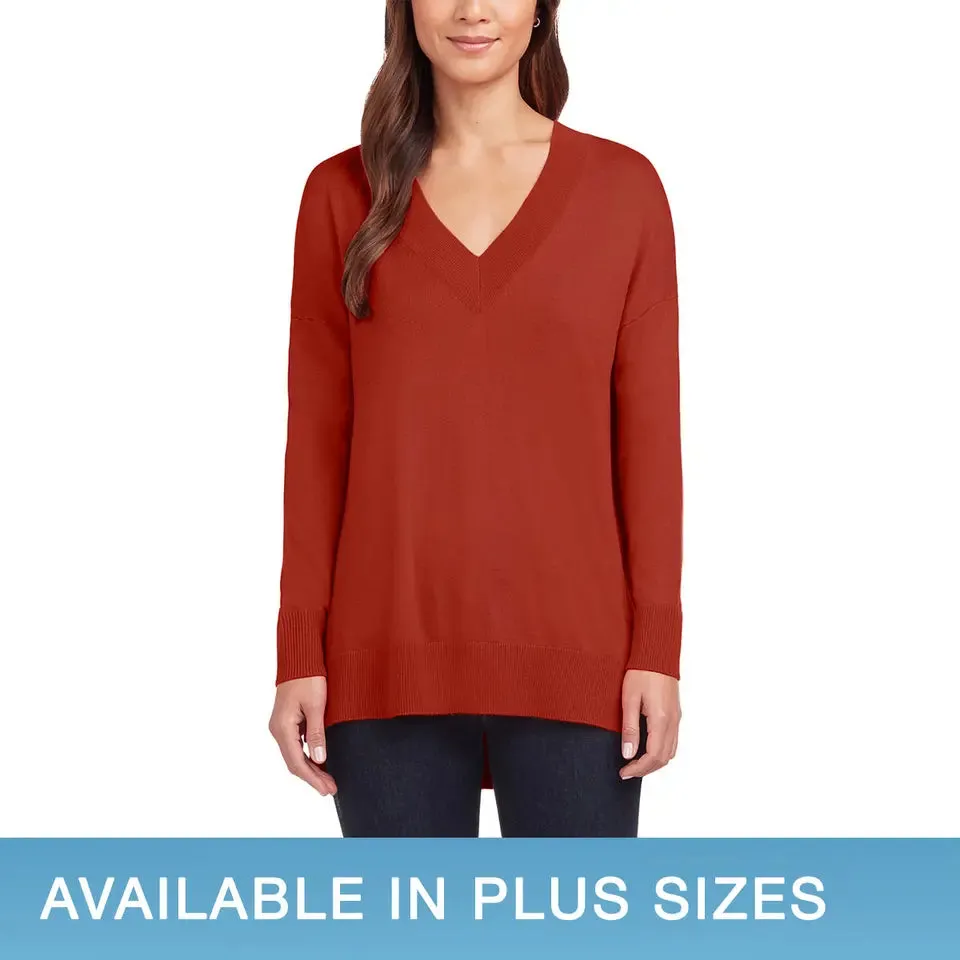 Matty M Ladies' V-Neck Sweater Lightweight Tunic Length