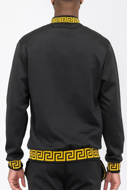 Mens Black and Gold Detail Track Suit