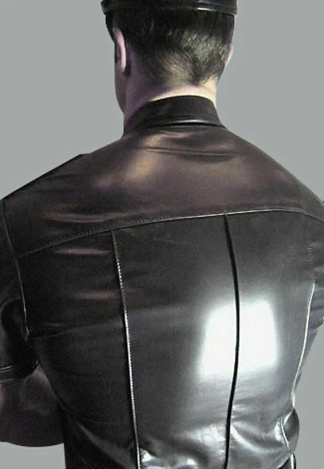 Men's Leather Slim Fit Short Sleeve Shirt