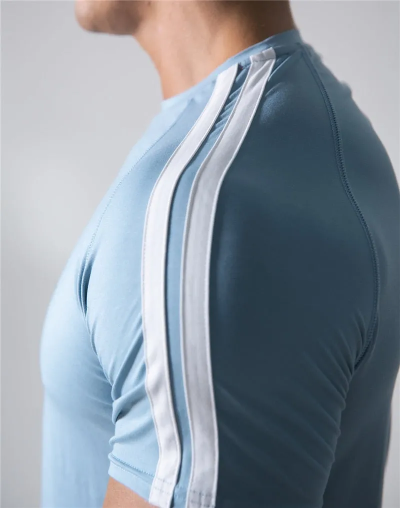 Men's Running Sport T-shirt Skinny Cotton Slim Shirts Gym Fitness Training.