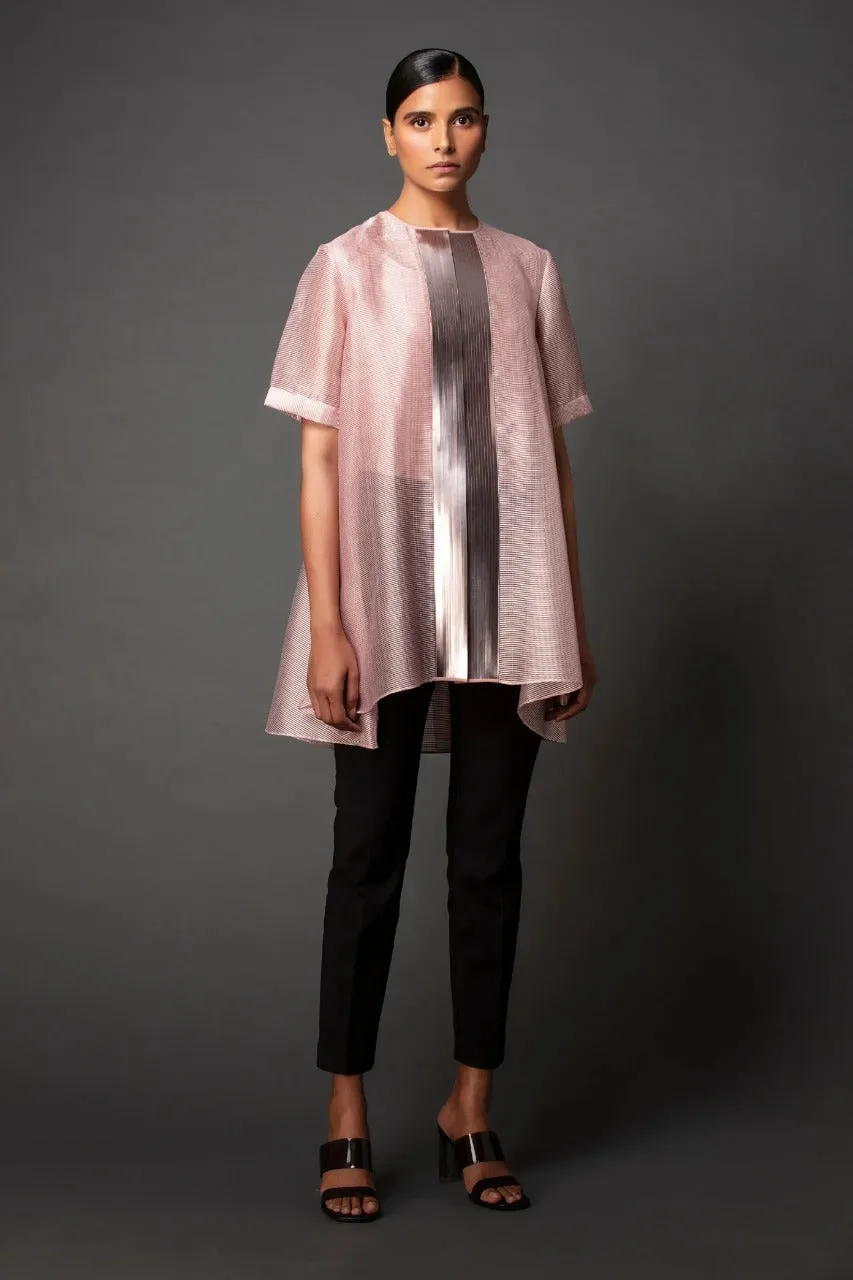 Metallic A-line shirt in Pink
