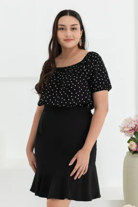 Mirabelle Ruffle Pencil Skirt In Black
