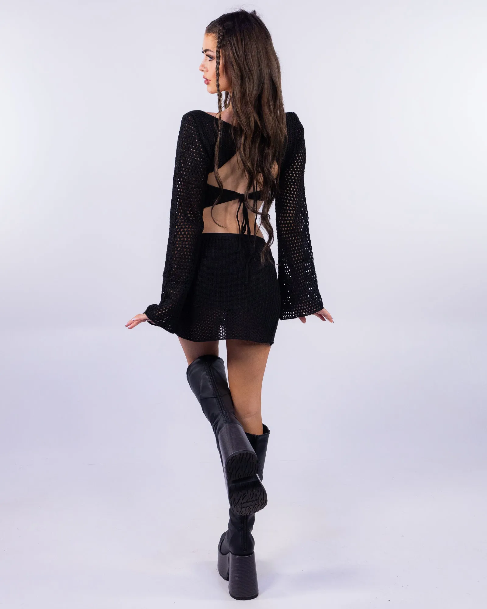 Miss Understood Women's 2pc Black Knit Skirt Set