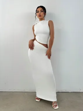 Mock Neck Crop Tank Top & Pencil Skirt