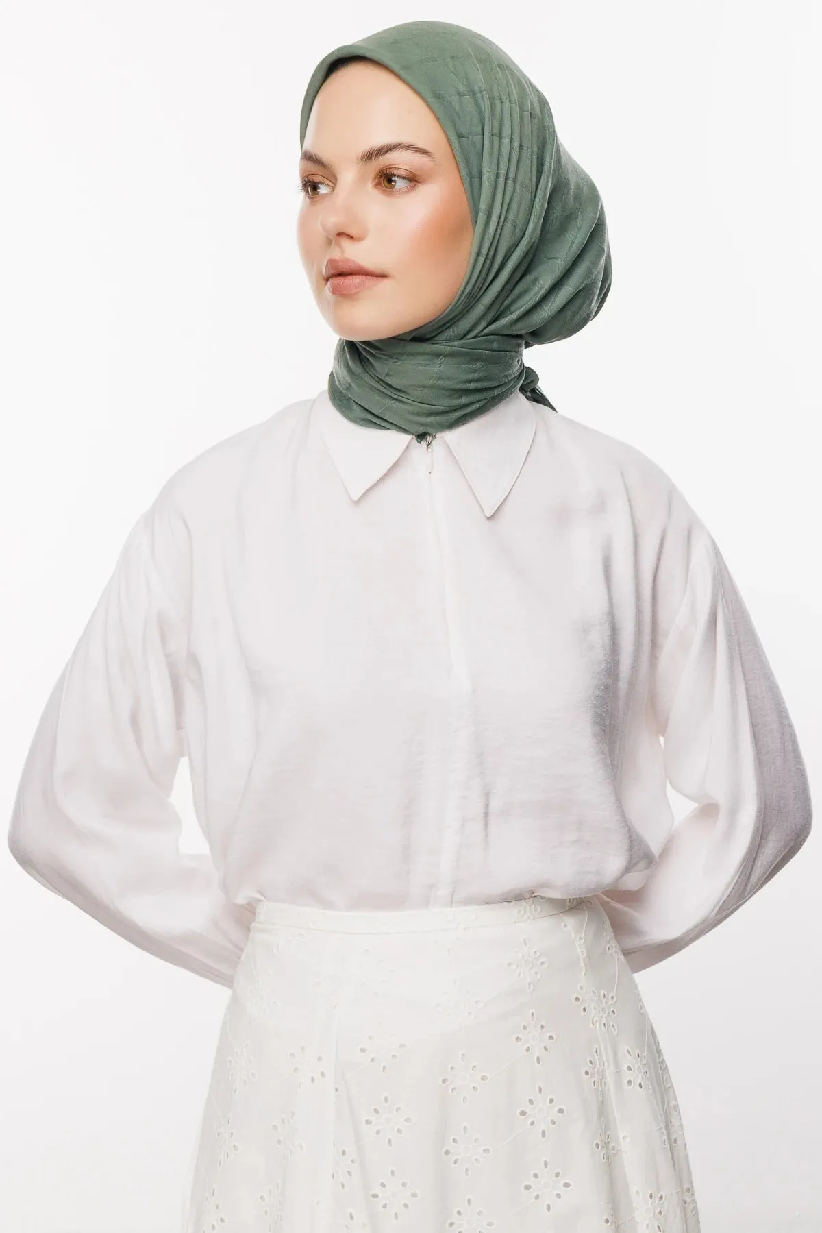 Mold Green Bamboo Jacquard Square Scarf