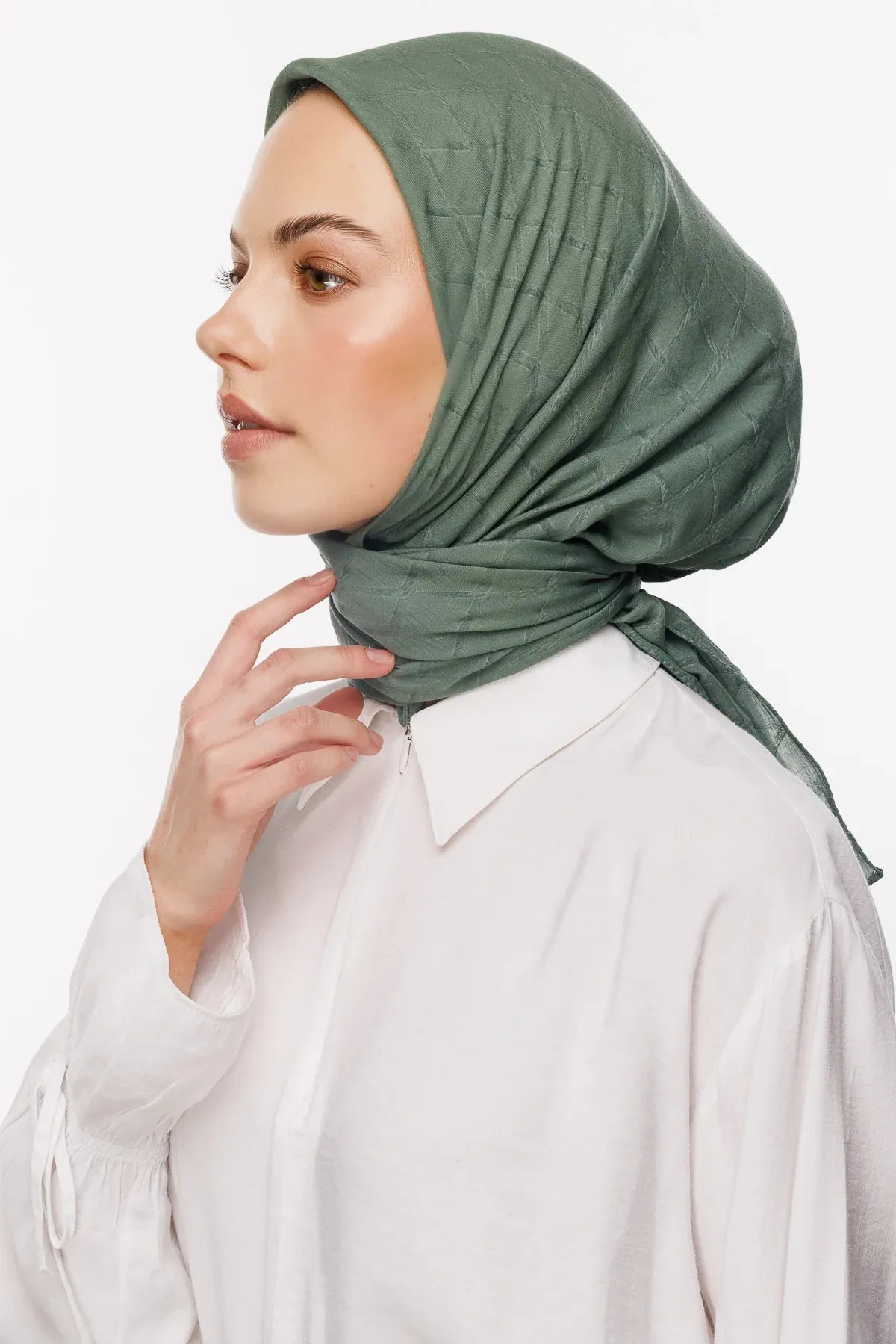 Mold Green Bamboo Jacquard Square Scarf