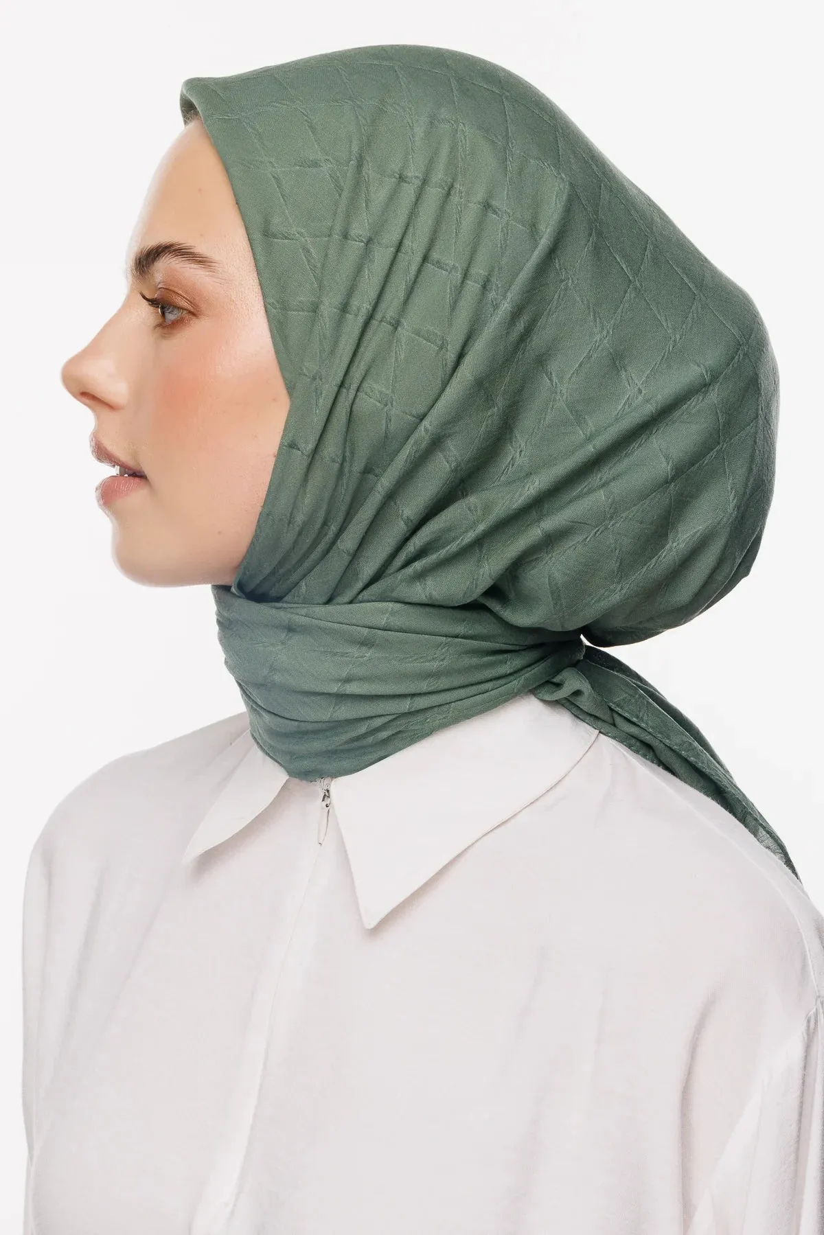 Mold Green Bamboo Jacquard Square Scarf