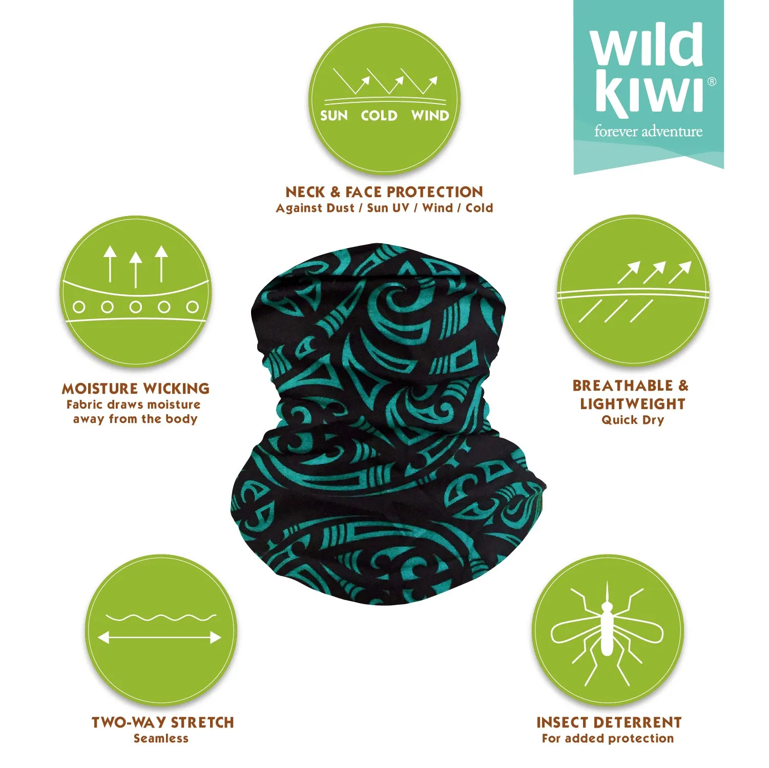 Multi Scarf | Face Mask | Bandana | Headband - Kowhaiwhai
