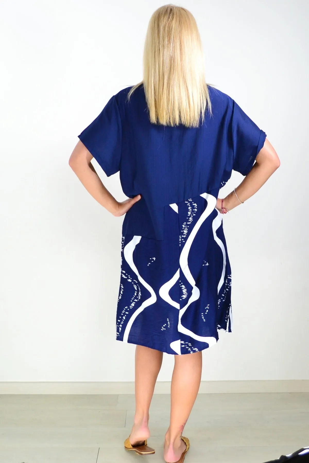 Navy Blue Striped Tunic Dress