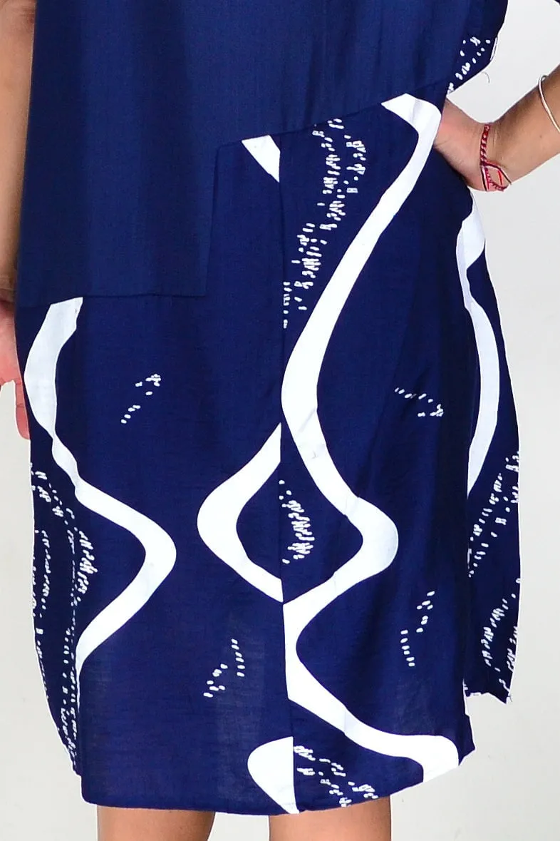 Navy Blue Striped Tunic Dress