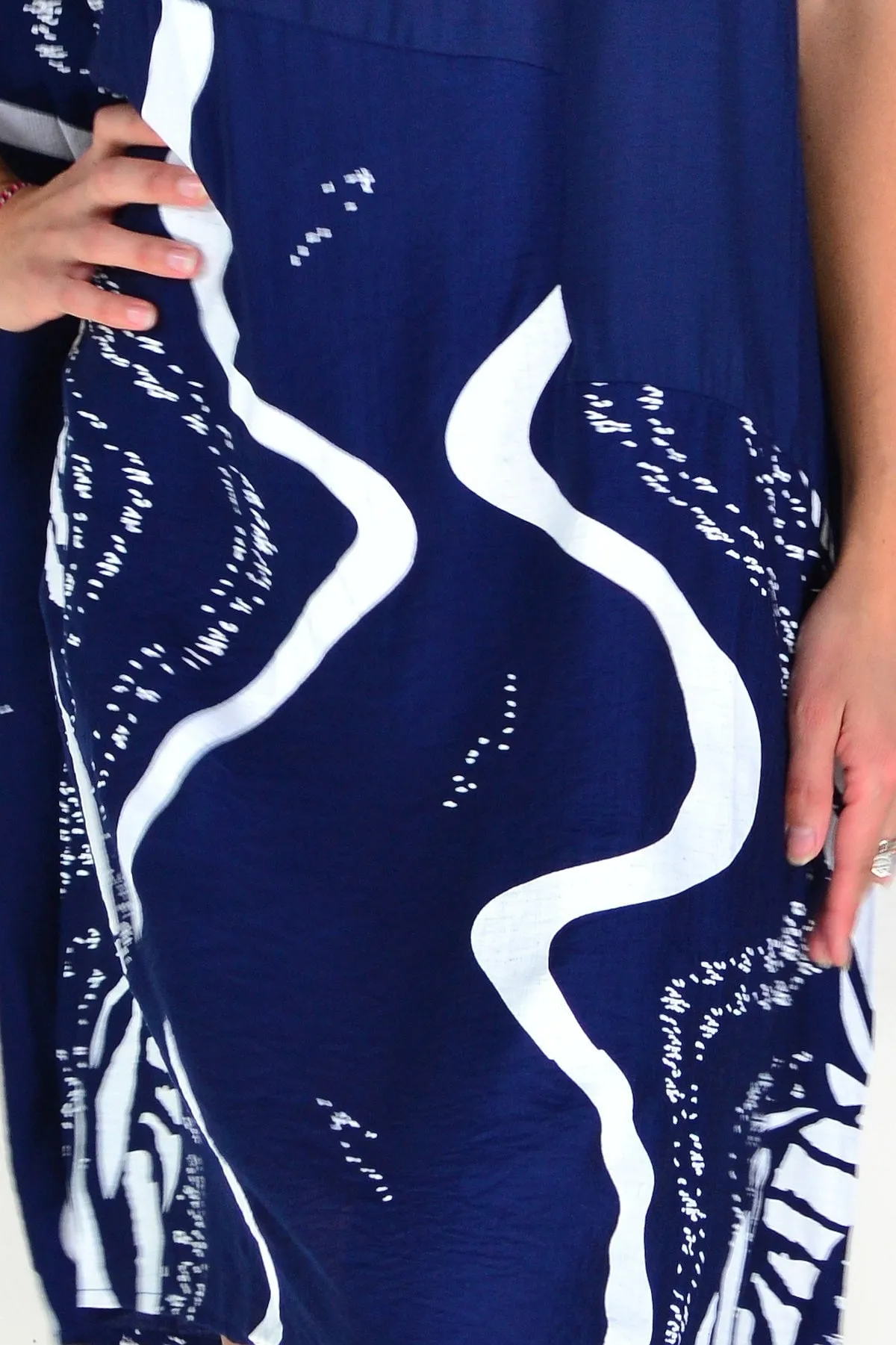 Navy Blue Striped Tunic Dress