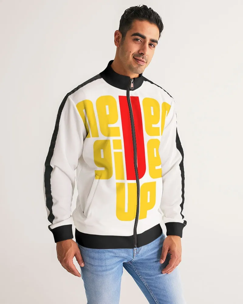Never Give Up Men's Stripe-Sleeve Track Jacket