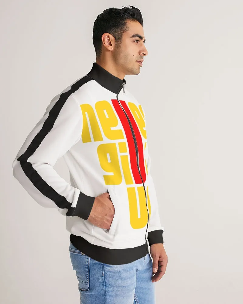 Never Give Up Men's Stripe-Sleeve Track Jacket