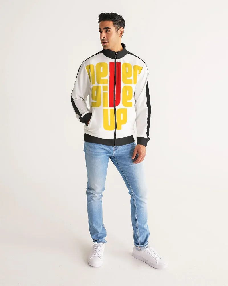 Never Give Up Men's Stripe-Sleeve Track Jacket