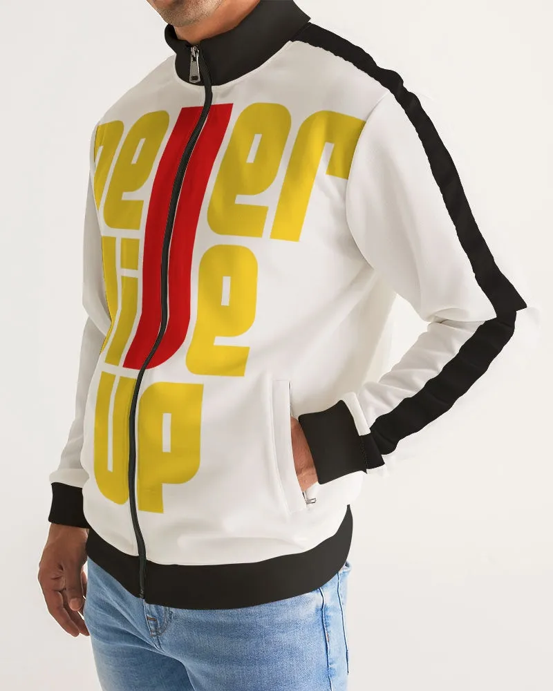 Never Give Up Men's Stripe-Sleeve Track Jacket