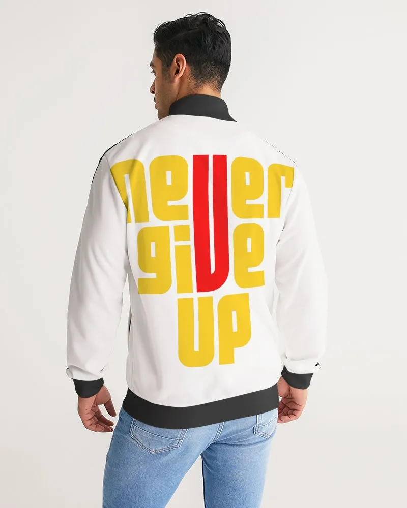Never Give Up Men's Stripe-Sleeve Track Jacket