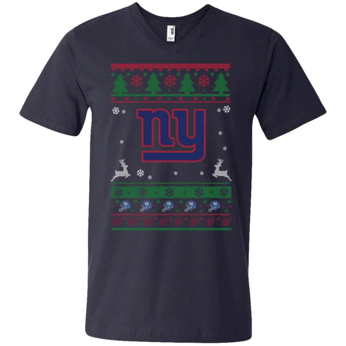 New York Giants Logo Football Teams Ugly Christmas Sweater Men V-Neck T-Shirt