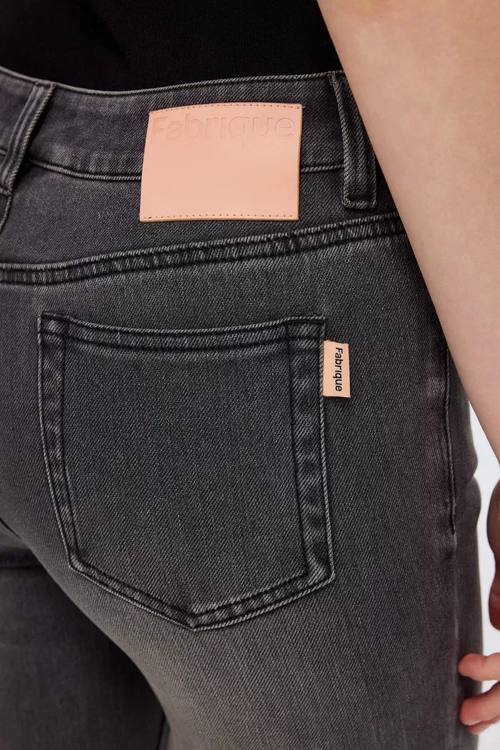Nora Cropped Bell Bottom Jeans in Cotton Blend Denim