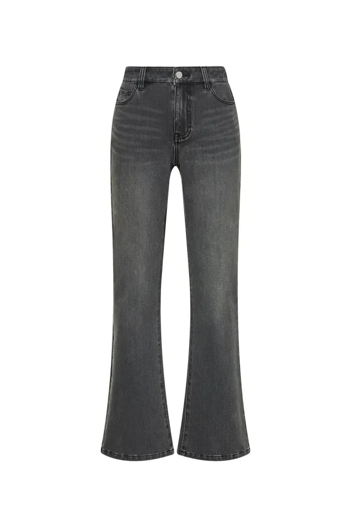 Nora Cropped Bell Bottom Jeans in Cotton Blend Denim