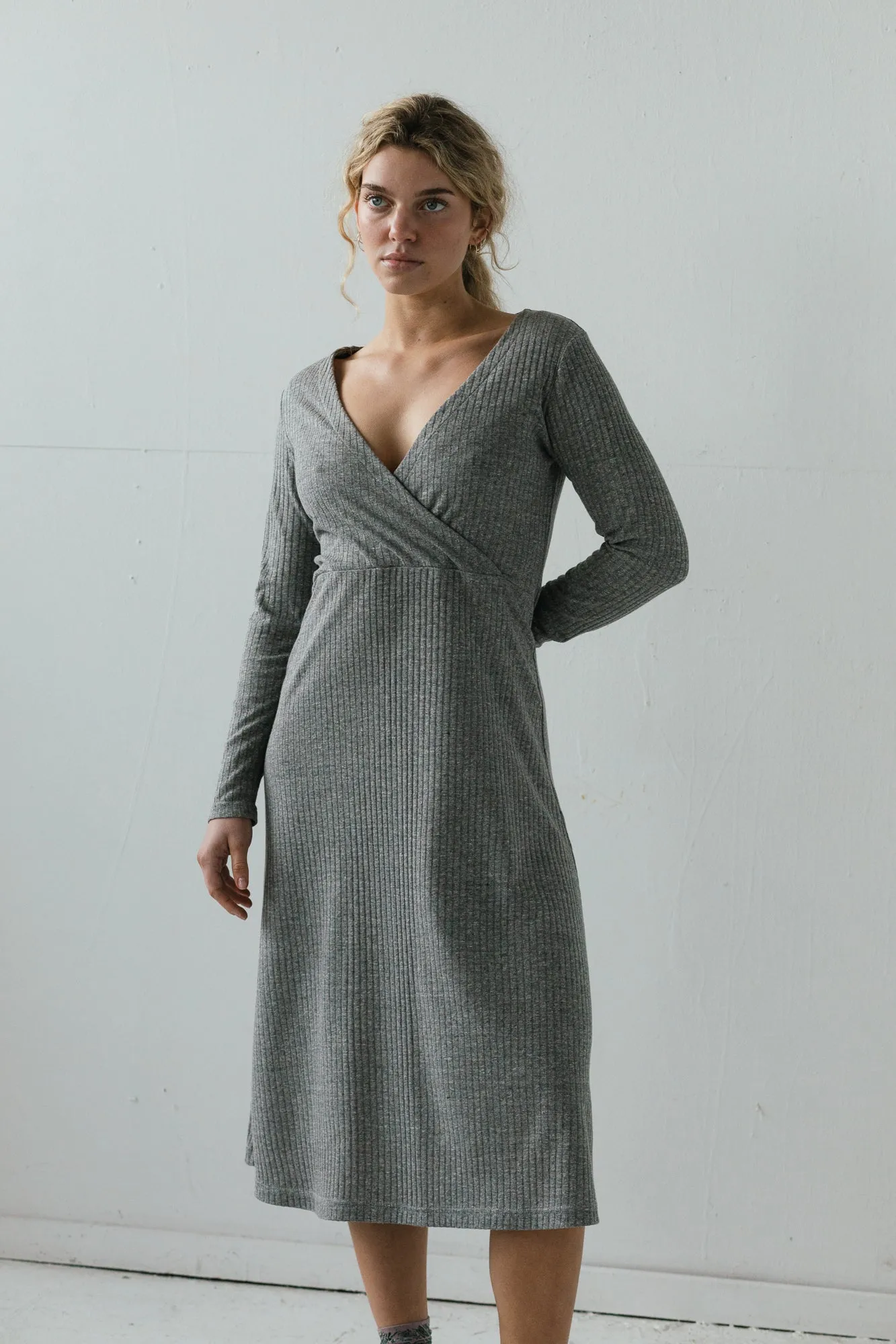 Nori Dress in Heather Gray Rib