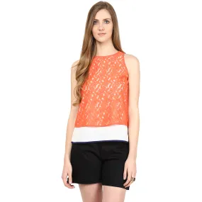 Orange Self Design Top