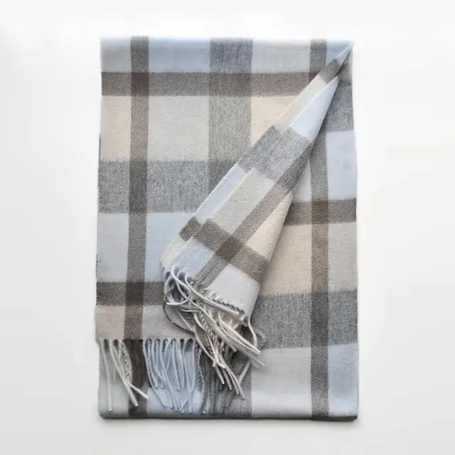 Pastel plaid cashmere scarf | Cashmere Accessories by Econica