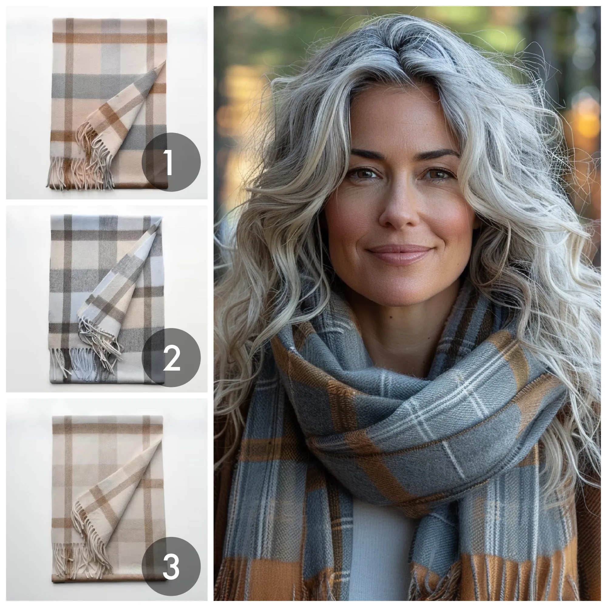 Pastel plaid cashmere scarf | Cashmere Accessories by Econica