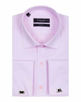 Pink Casual Twill Double Cuff Long Sleeve Shirt