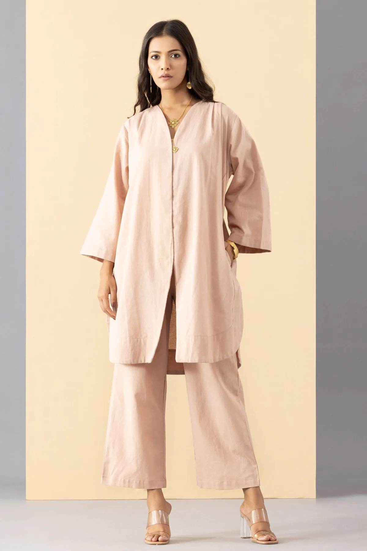 Pink Cotton Jacket Tunic & Pants