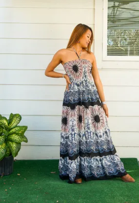 Pink Mandala Tiered SunDress Maxi Dress