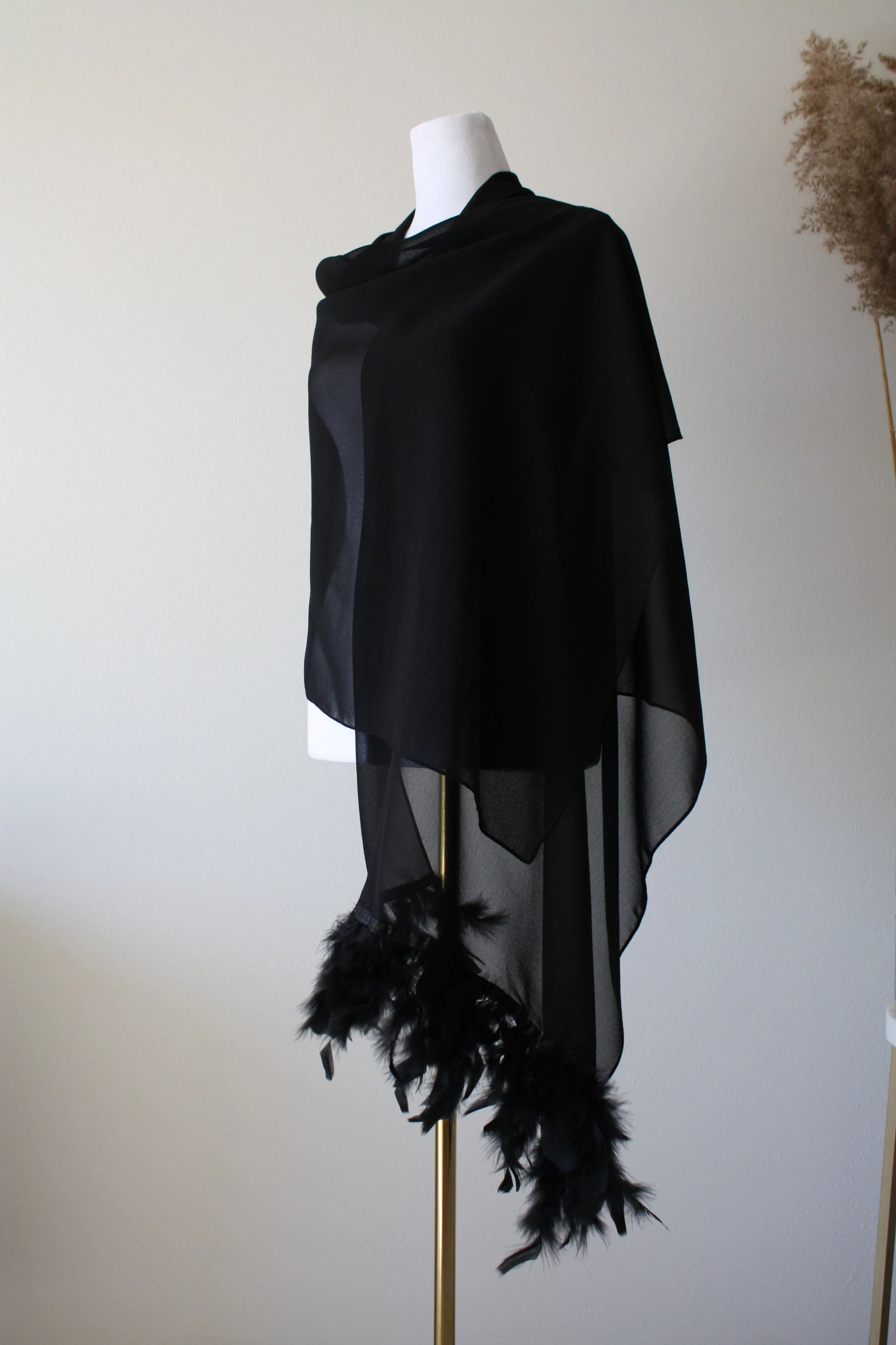 Pink Stole with Feathers