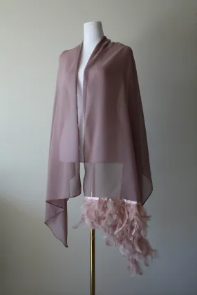Pink Stole with Feathers