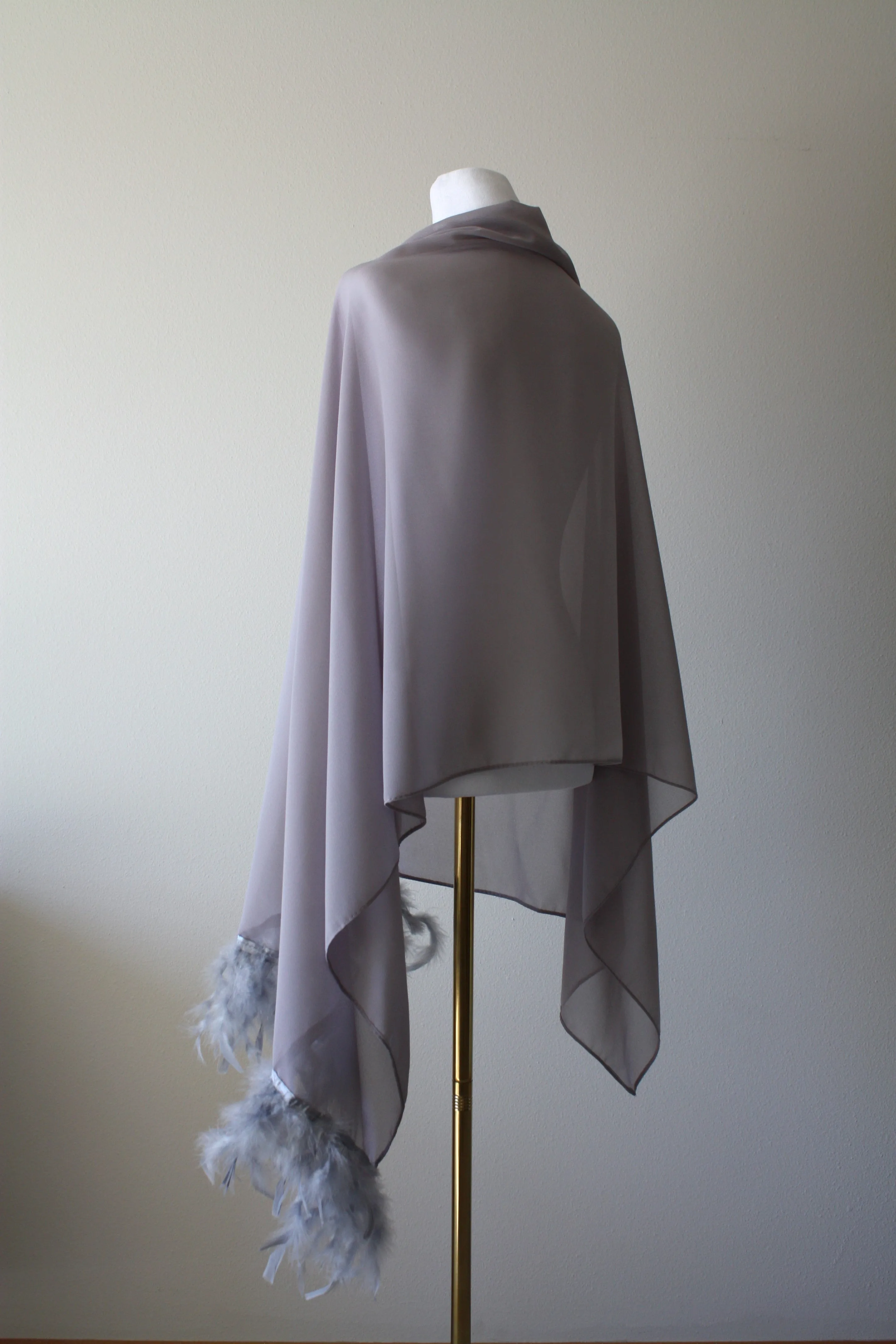 Pink Stole with Feathers