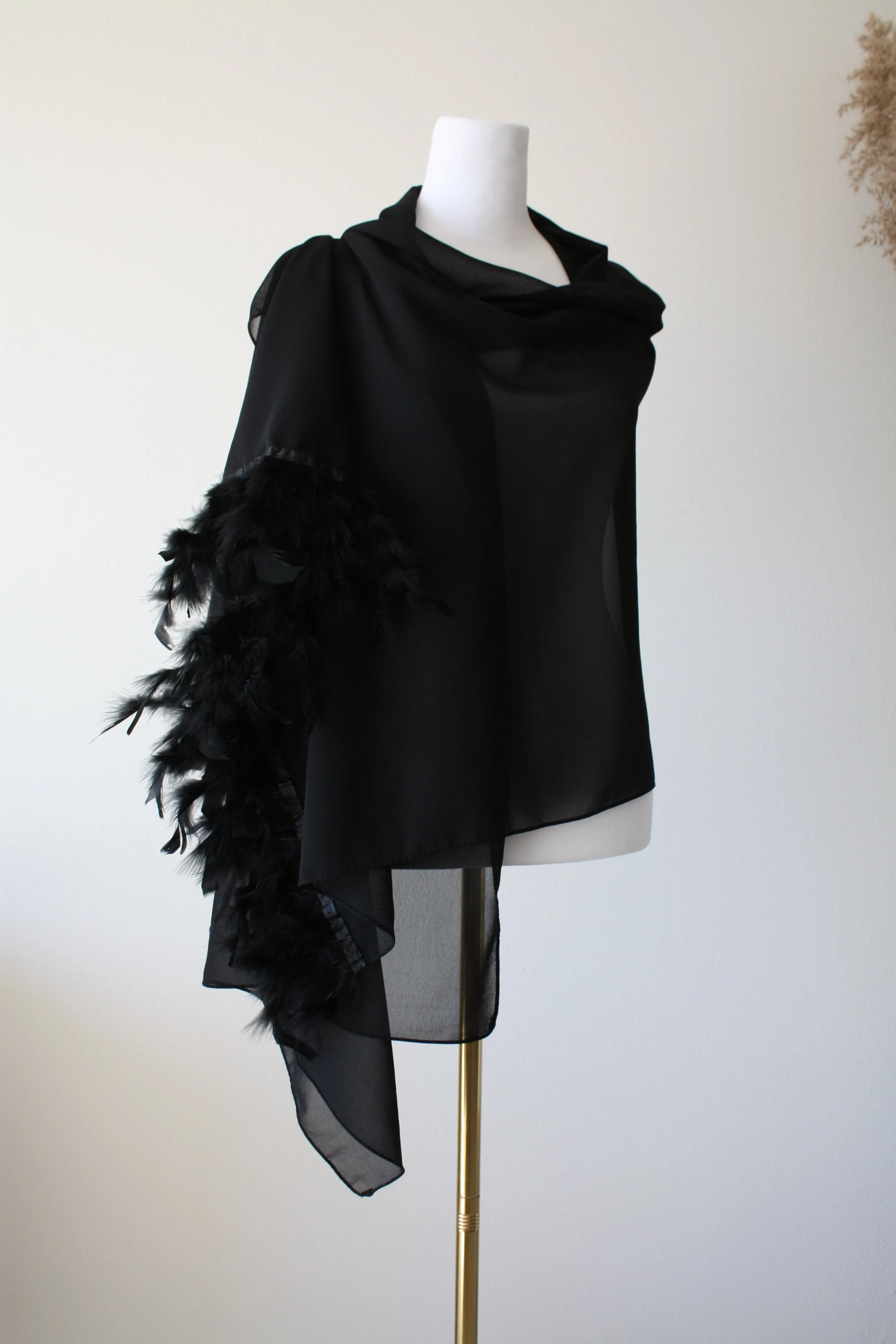 Pink Stole with Feathers