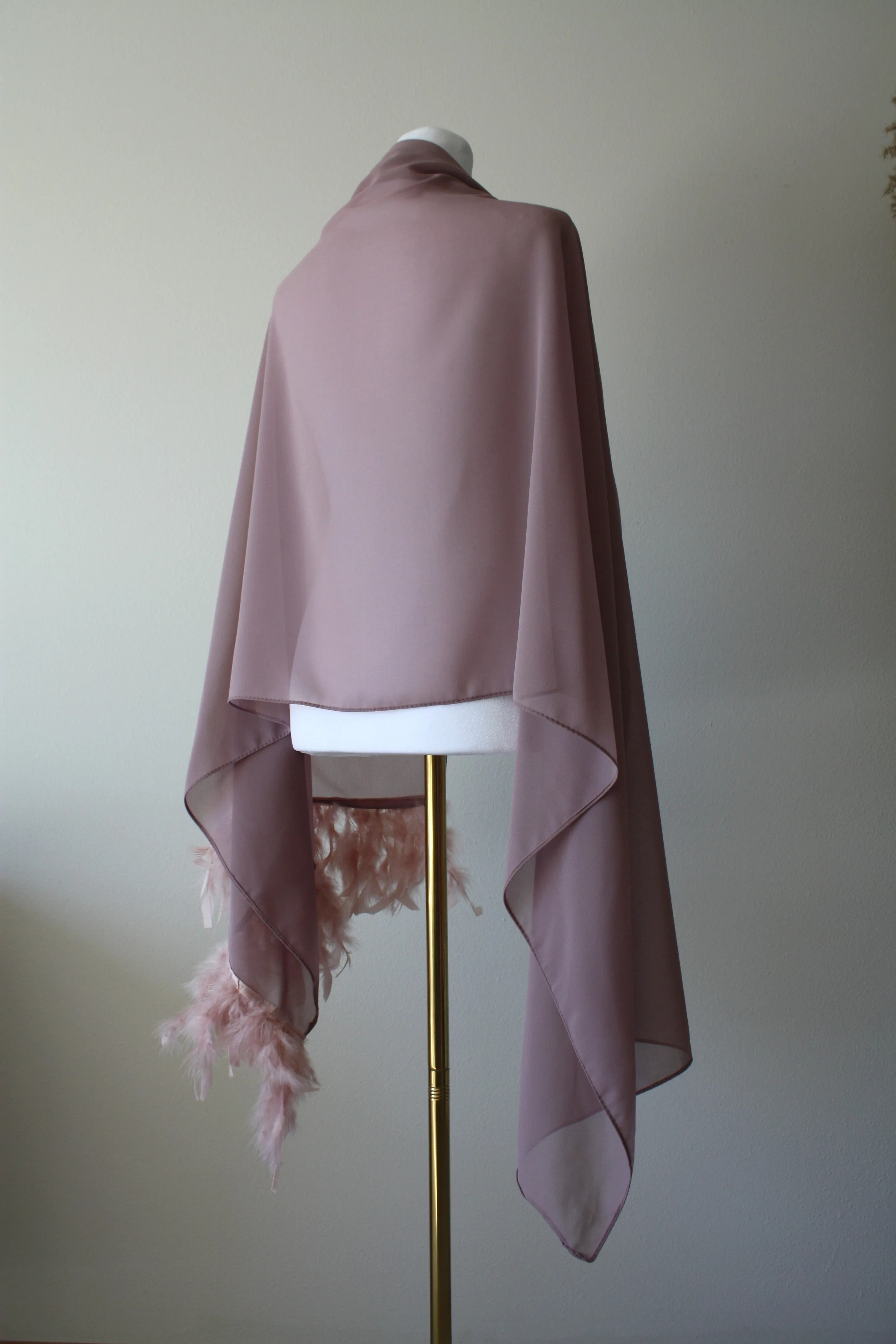 Pink Stole with Feathers
